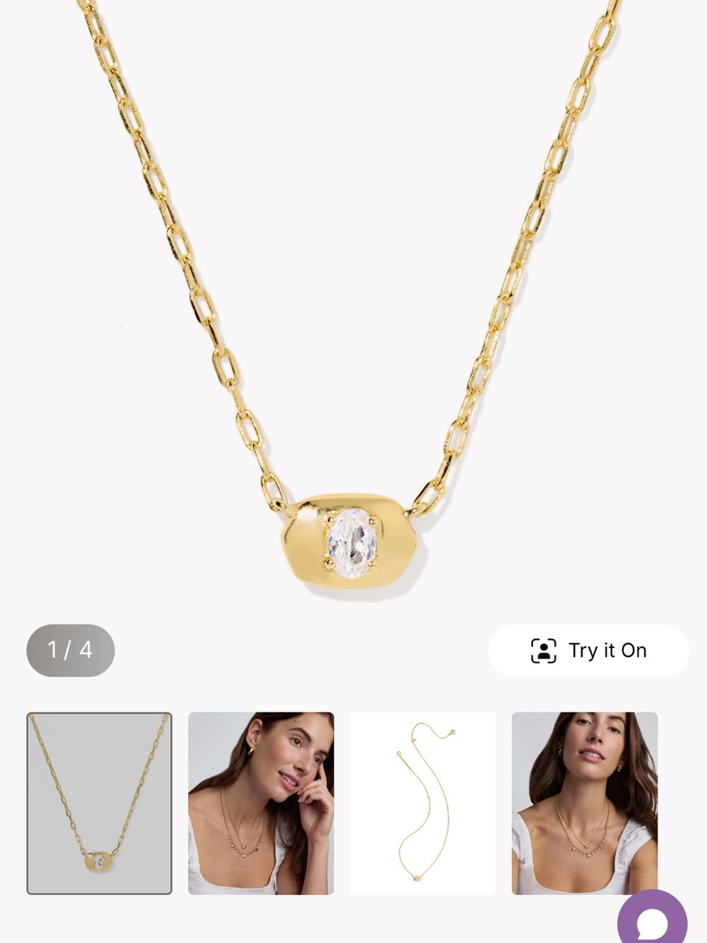 Kendra Scott Bria gold CZ necklace with matching hoop earrings